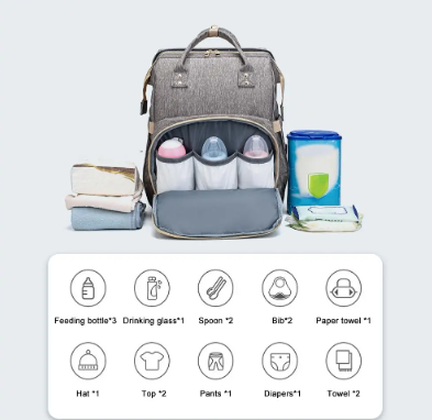 Baby Diaper Bag with USB & Sleeping Crib