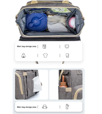 Baby Diaper Bag with USB & Sleeping Crib